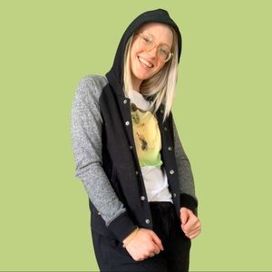 Jersey bomber jacket with hood